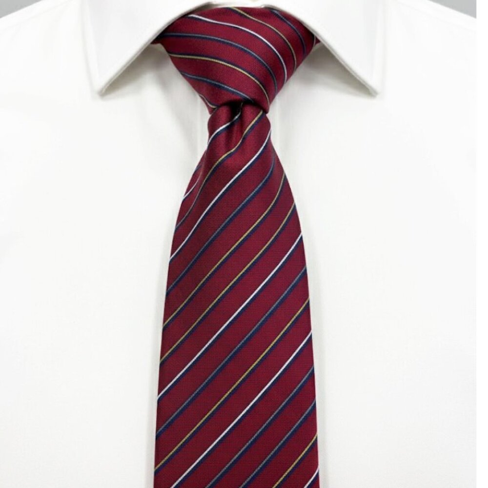 Lanvin Paris Silk Tie Burgundy Red Striped French Designer Luxury Vintage Retro